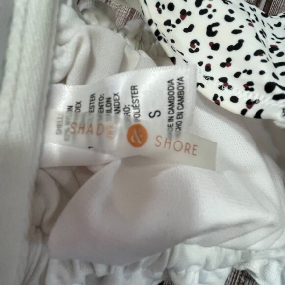 SHADE & SHORE Women's S Straples Ruffle White Animal Print Swimsuit Bikini Top - Picture 4 of 5